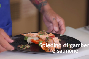 Spiedino gamberi e salmone
